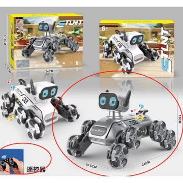 JoyStone Remote Control Robot Dog Toys for Kids, RC Stunt Robotic Dogs with LED Eyes/Music/Light/Spray, Robot Toys for kids Boys, Grey