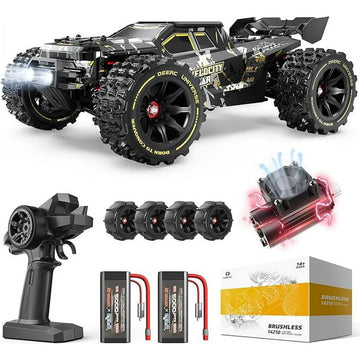 Fast RC Car for Adults 70 KPH, 4WD High Speed All Terrain RC Truck, Remote Control Brushless Car with 30 Min Runtime, 1:16 Offroad Monster Truck with Metal Parts & 2 Batteries