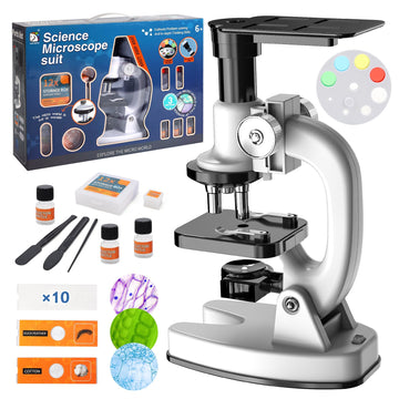 WeFone Microscope Set, Science Kits for Kids, 200X-1200X Compound Microscope Toy with Mobile Phone Holder
