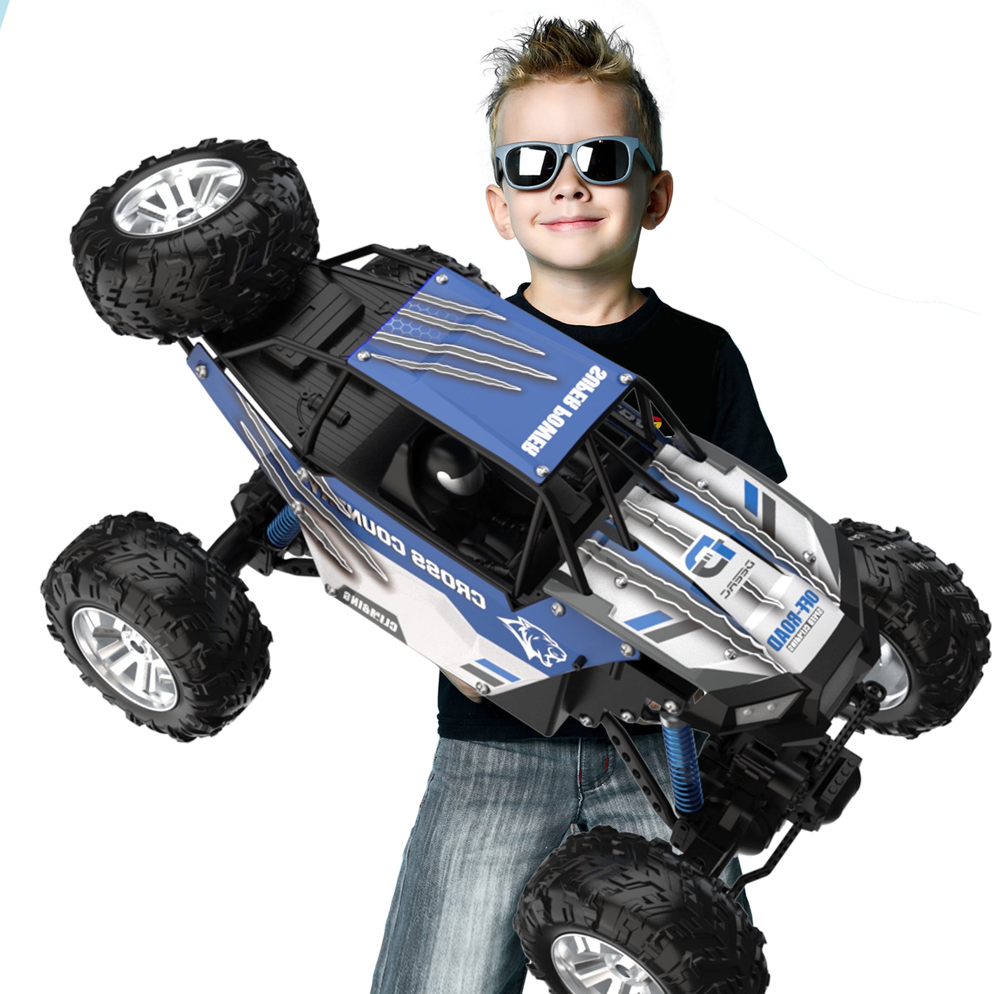 JoyStone Metal Car Large 1:8 Scale 4WD Remote Control Monster Truck with 2 Batteries for Kids and Adults 2.4Ghz All Terrain Off-Road Vehicle