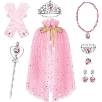 JoyStone 11 Pieces Princess Dress-up Cape Toys for Toddler Girls 3-6 Years, Pink