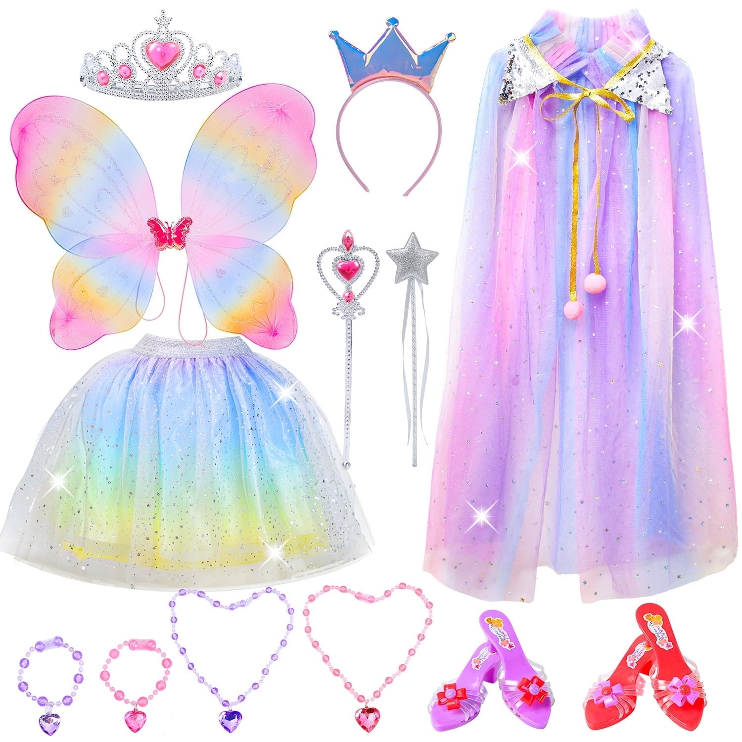 JoyStone 13Pcs Princess Dress Up Toys for Toddler Girls, Butterfly Wings, Presents Jewelry Toys for Toddler Girls 3-6 Years