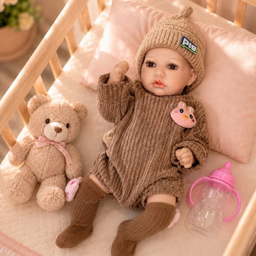 JoyStone 18'' Reborn Baby Doll Girl, Life born with Soft Weighted Body, Realistic Skin Tone Baby Doll Set, Pacifier, Bottle, Gift for Kids Age 3+