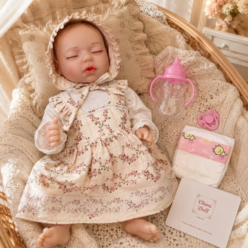 JoyStone 18'' Reborn Baby Doll Girl, Life born with Soft Weighted Body, Realistic Skin Tone Baby Doll Set, Pacifier, Bottle, Gift for Kids Age 3+