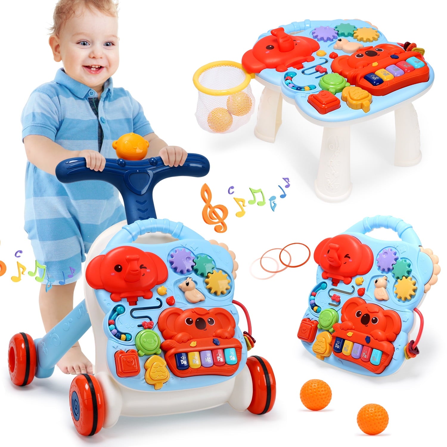 JoyStone 2-in-1 Baby Walker Baby Sit-to-Stand Learning Walker Kids Educational Toy Gift for Toddlers Infant Boys Girls