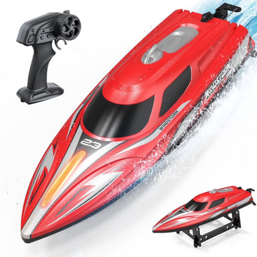 JoyStone 20+ mph RC Boat for Pool & Lakes, 14 inch Remote Control Boat with LED Lights, 2 Batteries 40Mins, Pool Toys for Adults & Kids (Red)