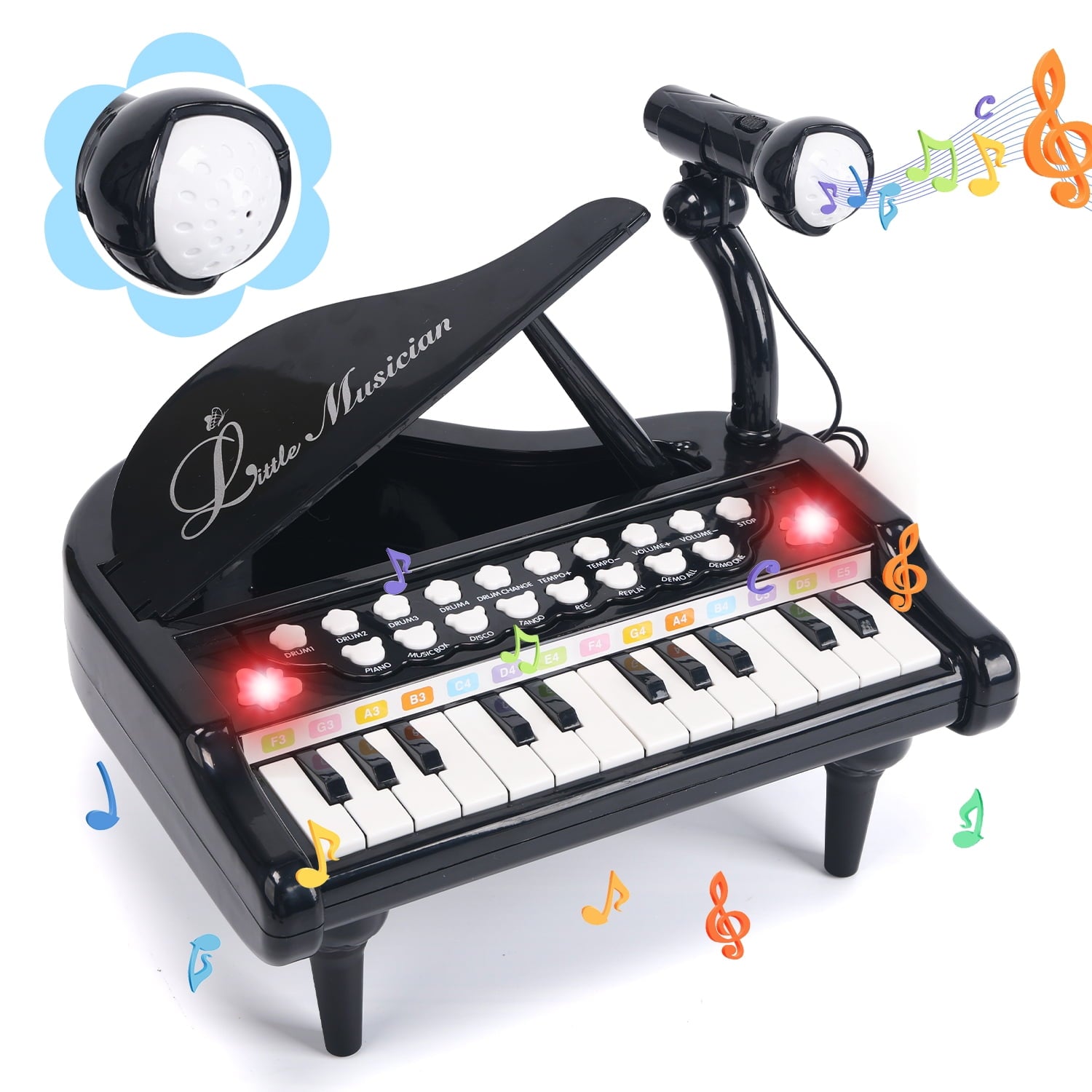 JoyStone 24 Keys Toy Piano for Girls, Cute Piano for Kids with Built-in Microphone & Music Modes, Preschooler Music Learning Popular Piano Toys, Birthday Christmas Gift for Kids Aged 3-6+, Black