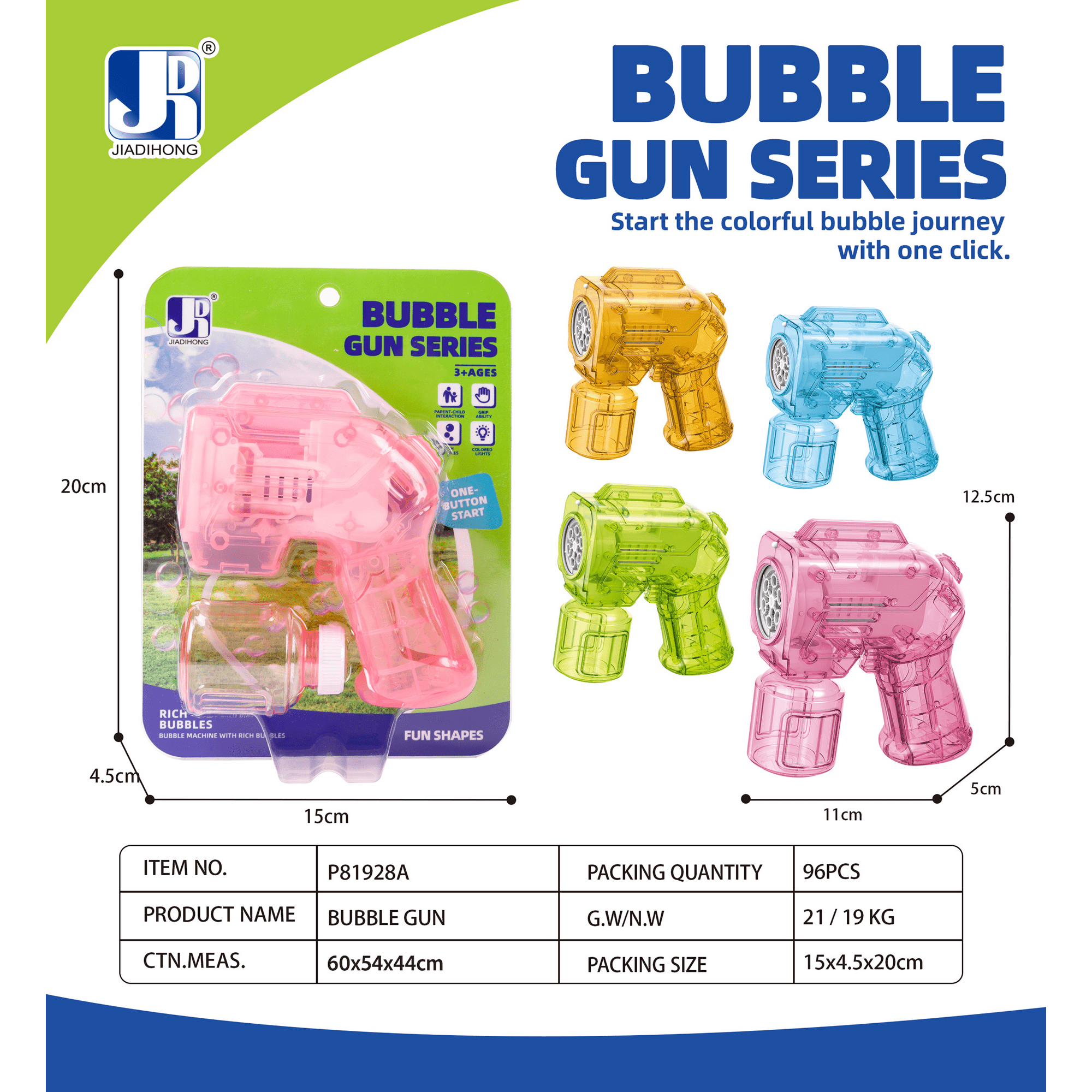 JoyStone 3 PCS Bubble Machine with 10 Hole Light Sounds, Gifts for Kids Toddlers