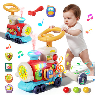 JoyStone 3 in 1 Baby Push Walker for 12 Months+ Toddlers with Mist Spray, Colorful Lights, Music, Hammer Ball Game & Speed Control Rear Wheels