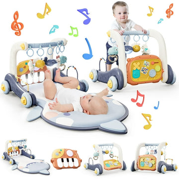 JoyStone 4 in 1 Baby Gym Play Mat & Baby Learning Walker, Baby Activity Mat with Kick and Play Piano for Infant Newborn Toddlers