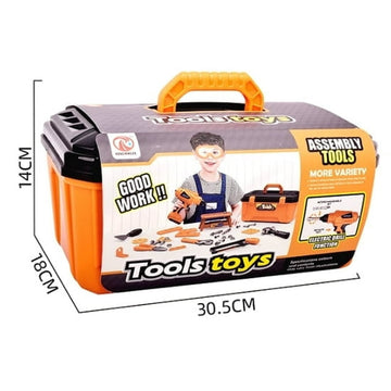 JoyStone 42PCS Tool Set Toddler Beginner Tool Set with Tool Box & Toy Chainsaw & Drill,Pretend Play Toys, Gifts for 3-7 Kids