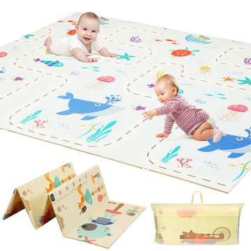 JoyStone Baby Play Mat, Non-Toxic Foldable Animal Print Waterproof Crawl Mat for Toddlers and Babies