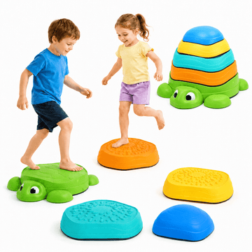 JoyStone Colorful Stepping Stones for Kids, 5 Pcs Durable Non-Slip Turtle Balance Stones, Obstacle Courses Sensory Toys/Stacking Blocks/Beach Toys for Toddler Boys Girls