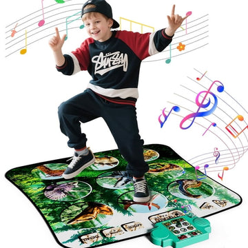 JoyStone Dance Mat for Kids, Rhythm Step Play Mat with LED Lights, Built-in Music, 8 Challenge Levels, Musical Dance Game Toy Gift for Girls Boys, Green