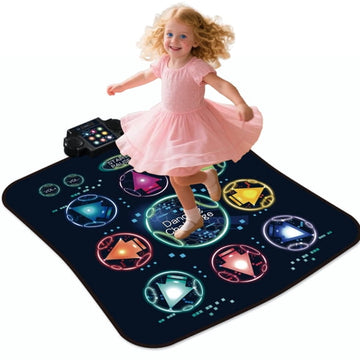 JoyStone Dance Mat for Kids, Rhythm Step Play Mat with LED Lights, Built-in Music, 8 Challenge Levels, Musical Dance Game Toy Gift for Girls Boys, Black