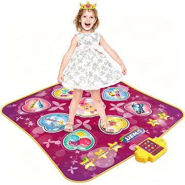 JoyStone Dance Mat for Kids, Rhythm Step Play Mat with LED Lights, Built-in Music, 8 Challenge Levels, Musical Dance Game Toy Gift for Girls Boys, Purple