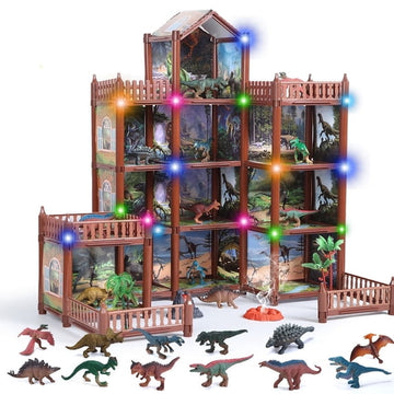 JoyStone Dinosaur 11 Rooms House for Boys with 12 Dinosaurs, DIY Dinosaur Figure Mountain Playset Pretend Play House Accessories for Kids Ages 6-12, Christmas and Birthday Gift