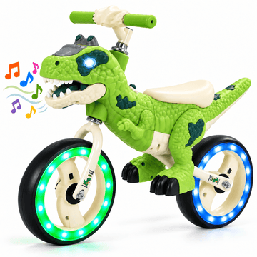 JoyStone Dinosaur Balance Bike for Kids, No-Pedal Training Bike with 10 Inch LED Light-Up Wheels, Sound and Adjustable Handlebar, Toddler Ride on Toy for Boys Girls