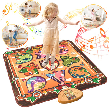 JoyStone Dinosaur Dance Mixer Rhythm Step Play Mat with LED Lights, Adjustment Volume, Built-in Music, 7 Challenge Levels, Dance Game Toy Gift for Kids Girls Boys