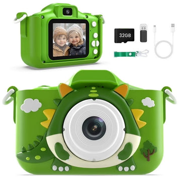 JoyStone Dinosaur Kids Camera Toys with 1080P Video for 3-12 Year Old, Chritmas Birthday Gifts for Kids, 32GB SD Card & Silicone Cover