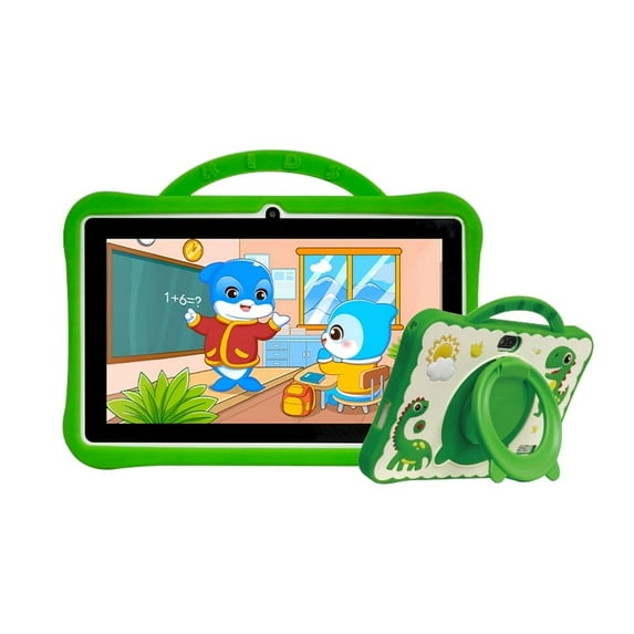 JoyStone Dinosaur Kids Tablet 7 inch Android 13, 4GB(2+2) RAM 32GB ROM, Parental Control, WiFi Bluetooth, Dual Camera, HD Display, Learning Toddler Tablet with Case, Green