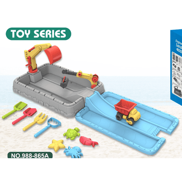JoyStone Dirt Diggers Excavator Sandbox with Cover for Kids, Construction Sandbox Set with Beach Toys & Dump Truck, Perfect Outdoor Sand Toy for Toddlers