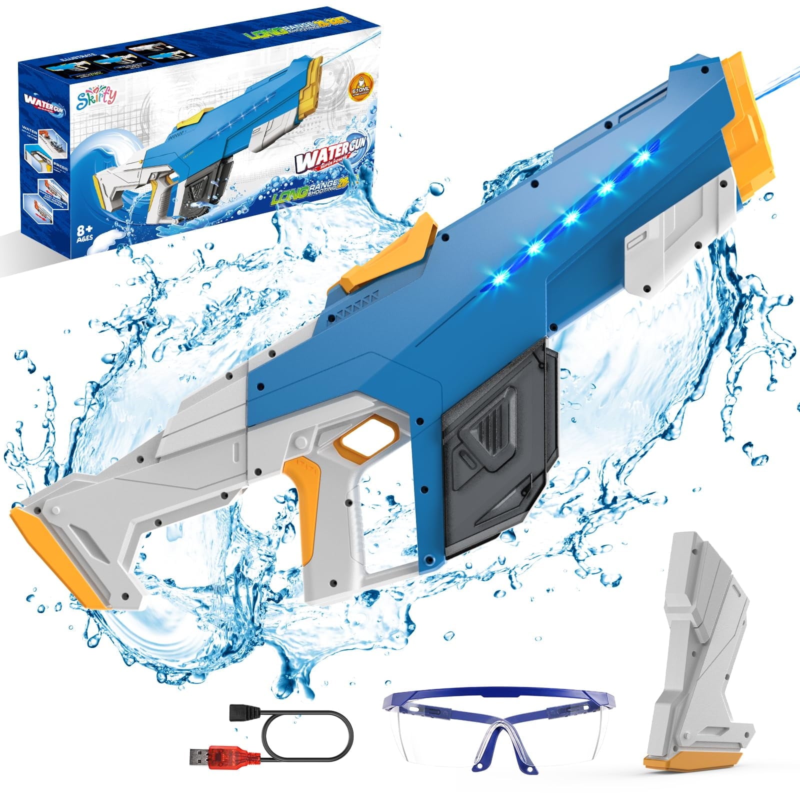 Electric Water Gun,Auto Suction Water Guns for Adults&Kids,Squirt Guns 39 Ft Range,Battery Powered Squirt Gun,Automatic Water Gun,Pool Beach Outdoor Party Toys for Kids Ages 8-12