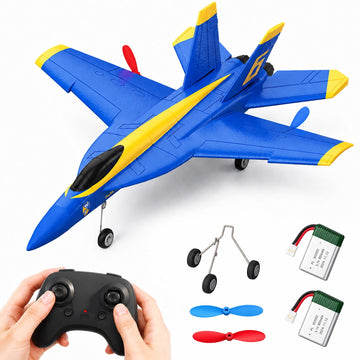 JoyStone F18 RC Plane for Kids, 2.4GHz Remote Control Fighter Jet with 6-Axis Gyro, LED Lights, 2 Batteries, Easy to Fly Airplane Toy for Adults