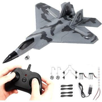 JoyStone F22 Raptor Jet Airplane Model, 2 Channels 2.4 GHz RC Plane Toy, Easy to Fly RC Glider with 2 Batteries for Kids Boys Girls Adults