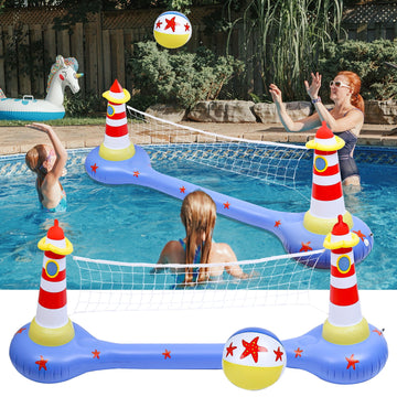 JoyStone Inflatable Volleyball Net Pool Float Set, 120'' Volleyball Net, Extra Large Floating Swimming Game Toy, Summer Pool Game Floaties for Kids and Adults