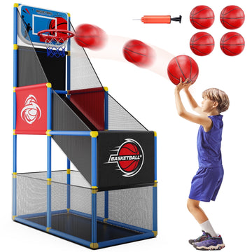 JoyStone Kids Arcade Basketball Game, Indoor/Outdoor Basketball Hoop With 4 Balls, Basketball Game Toys Gifts for Boys and Girls (Blue)