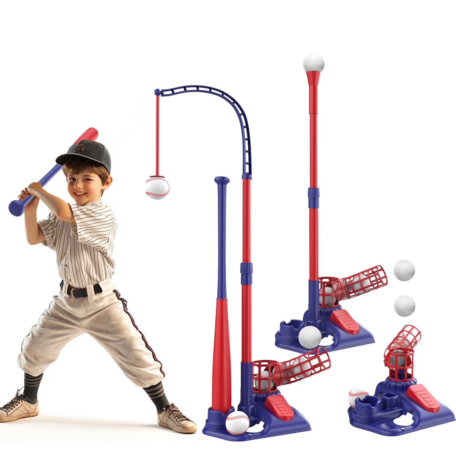 JoyStone Kids Baseball Tee Games 6 Balls-Adjustable T Height Fun Toddler t Ball Set Adapts with Child's Growth Spurts Improves Batting Skills for Boys Girls