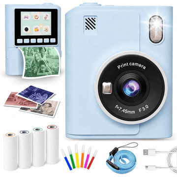 JoyStone Kids Camera Instant Print, 1080P Instant Digital Camera with 4 Color Print Paper, Birthday Gift for Girls and Boys Aged 3-12, Blue