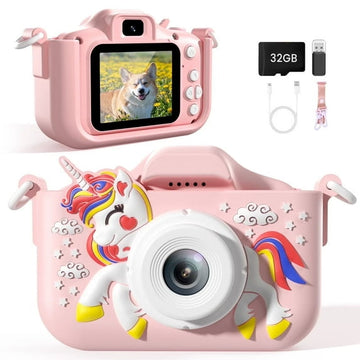JoyStone Kids Camera Toys with 1080P Video for 3-12 Year Old, Chritmas Birthday Gifts for Kids, 32GB SD Card & Silicone Cover