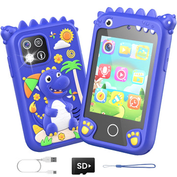 JoyStone Kids Dinosaur Smart Phone, 2.8" Touchscreen Toddler Learning Play Toy Phone with Dual Camera, Game, Music Player, Learning Toy Christmas Birthday Gifts for 3-9 Year Old Kids