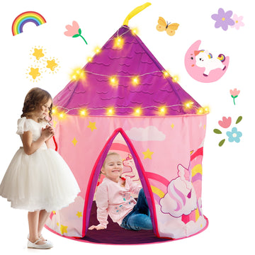 JoyStone Kids Play Tent, Foldable Tent for Kids with Carry Bag, Pop Up Tent with Star Lights for Children Indoor and Outdoor Games