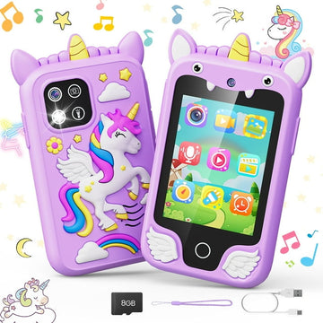 JoyStone Kids Smart Phone, 2.8" Touchscreen Toddler Learning Play Toy Phone with Dual Camera, Game, Music Player, Learning Toy Christmas Birthday Gifts for 3-9 Year Old Girls, Purple