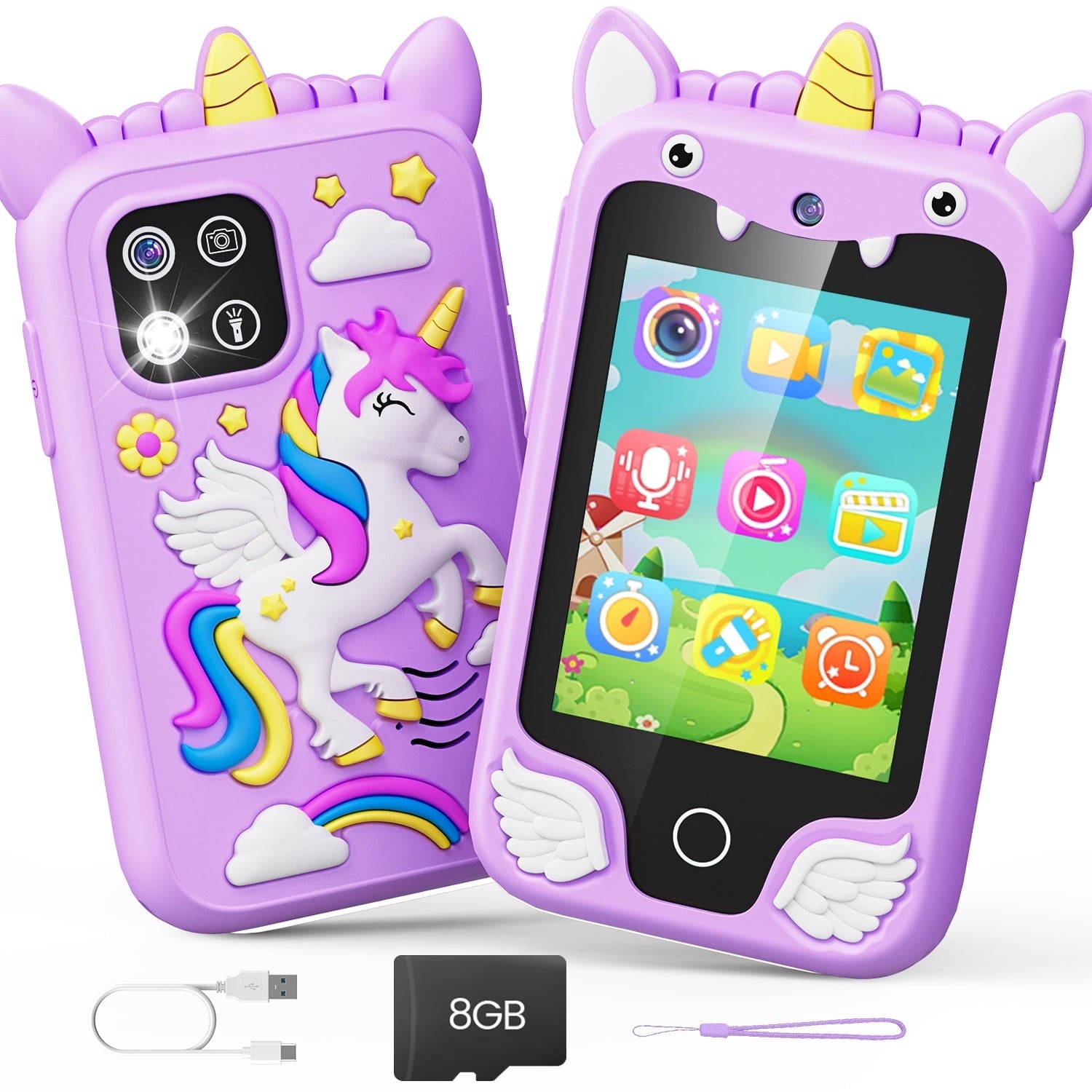 JoyStone Kids Smart Phone, 2.8" Touchscreen Toddler Learning Play Toy Phone with Dual Camera, Game, Music Player, Learning Toy Christmas Birthday Gifts for 3-9 Year Old Girls, Purple