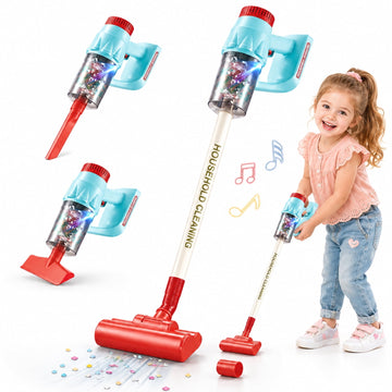 JoyStone Kids Vacuum Cleaner Toy with Lights & Music, 3-in-1 Pretend Cleaning Vacuum for Toddlers, Household Role Play Toy for Boys & Girls Ages 3+