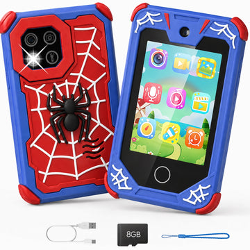 JoyStone Kids Toy Phone, 2.8" Touchscreen Play Phone with Dual Cameras, Music, Games, Learning Functions, Includes 8GB Card, Gift for Girls Ages 3-10