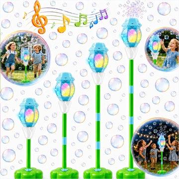 JoyStone Outdoor Bubble Machine for Kids with Lights & Music, Street Lamp Style Bubble Blower with 4 Adjustable Heights, Red