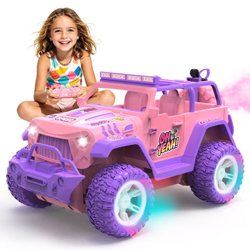 JoyStone Pink RC Cars for Girls, 2.4GHz Remote Control Truck with LED Lights, Spray & Sound Effects, DIY Stickers, Toy Cars Gift for Kids 3+