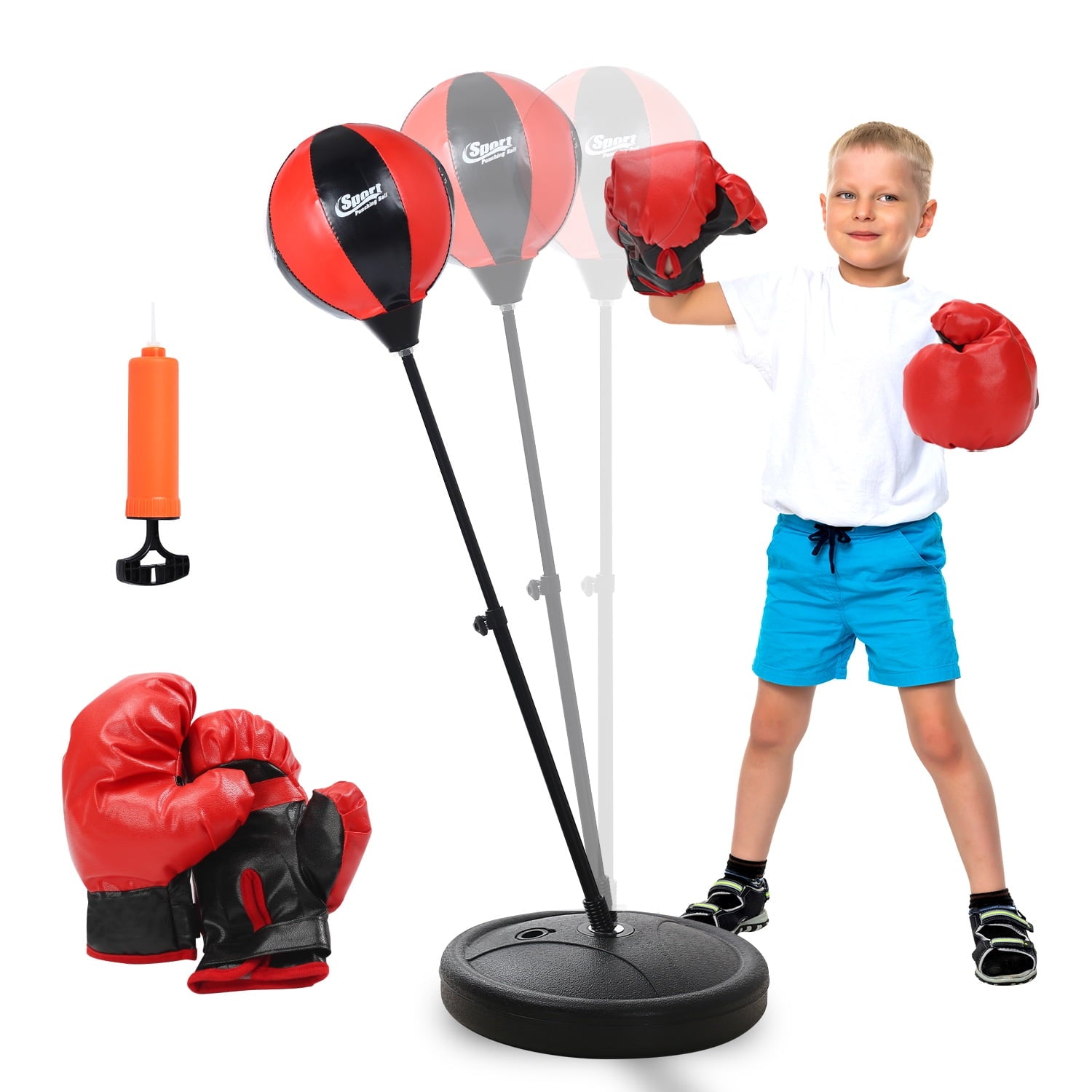 JoyStone Punching Bag with Boxing Gloves Boxing Bag for Kids Boxing Toy with Adjustable Stand for Boys and Girls Color Black and Red