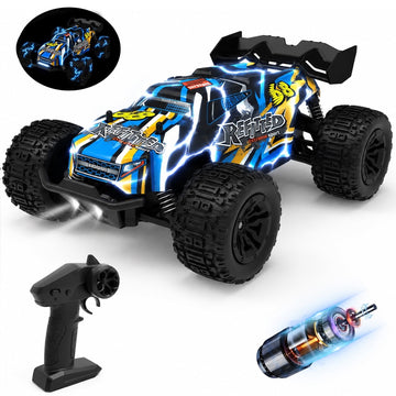 JoyStone RC Car for Kids, 2.4GHz Remote Control Monster Car with LED Lights, All Terrain Off Road Truck, 2 Rechargeable Batteries, RC Toy Gift for Boys Girls, Blue