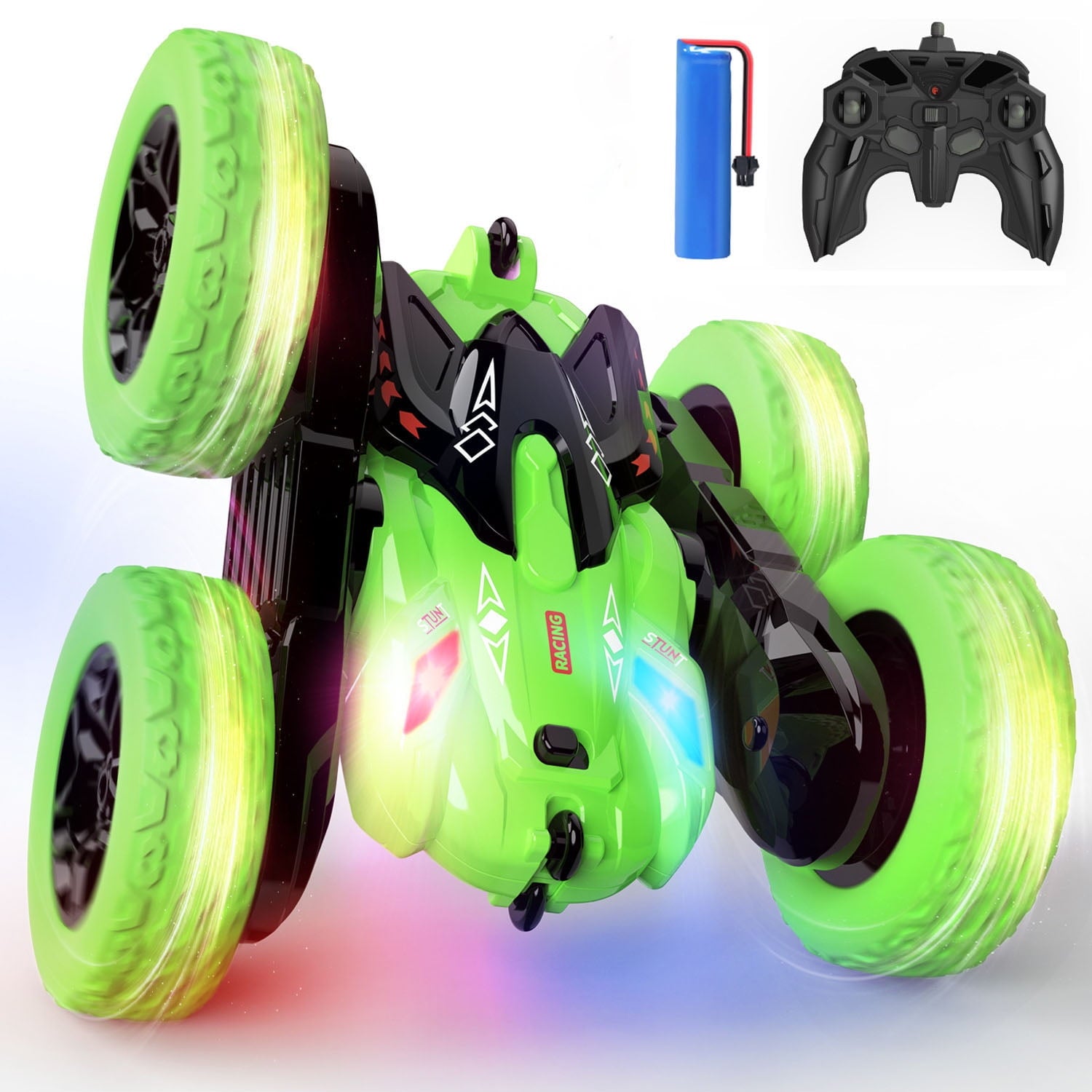 JoyStone RC Car Remote Control Stunt Car, 4WD Monster Truck Double Sided Rotating Tumbling - 2.4GHz High Speed Rock Crawler Car Vehicle Toys for Boys, Green