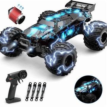 JoyStone Glowing RC Cars with Body Lights & Headlights, 1:14 Scale Remote Control Truck, 15+ mph High Speed Monster Truck, 2 Batteries for Boys Kids, Blue