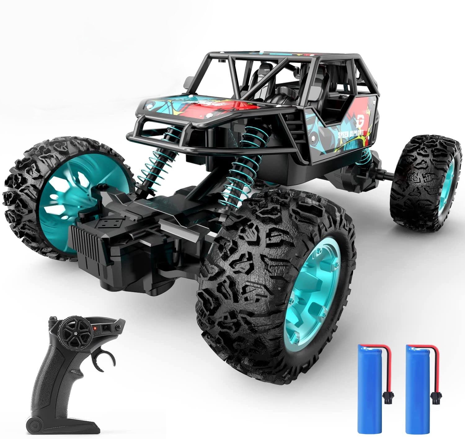 JoyStone RC Cars Remote Control Car 1:16 Off Road Monster Truck,Metal Shell 2WD Dual Motors LED Headlight Rock Crawler, with 2 Batteries for 90 Min Play,Boy Adult Gifts(Green)