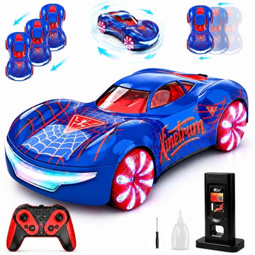 JoyStone RC Drift Car for Kids, 2.4GHz Remote Control Stunt Car with Spray Mist, LED Lights and Music, 2 Rechargeable Batteries, Gift for Boys Girls, Blue