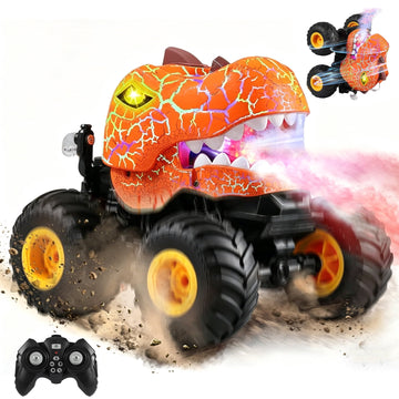 JoyStone Dinosaur RC Car for Kids, Remote Control Monster Truck with Mist Spray, Lights, Music, 2.4GHz All-Terrain RC Truck Toys for Boys and Girls 4-7, Orange
