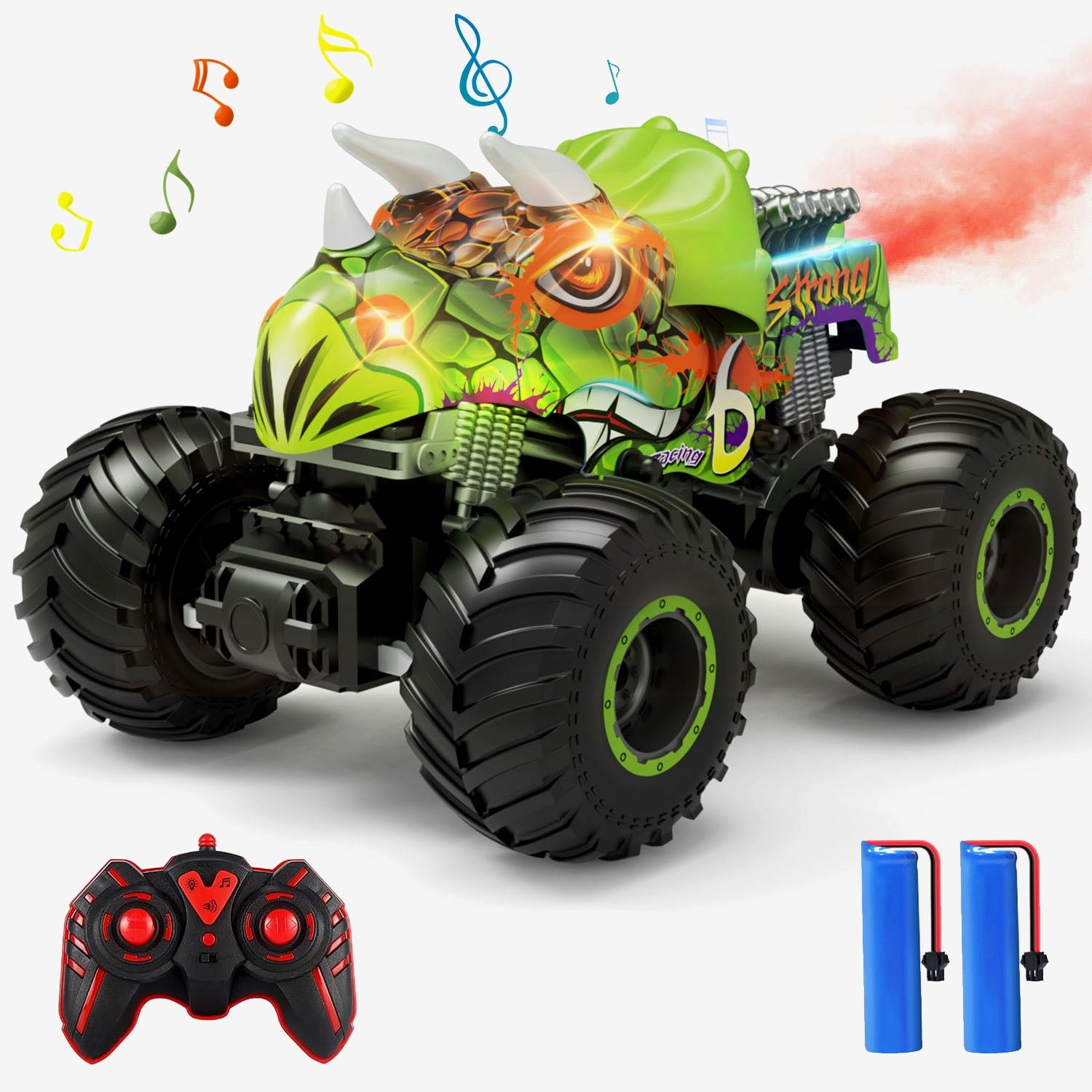 JoyStone Remote Control Monster Truck, 1:16 Monster Truck RC Trucks, 2.4GHz All Terrain Remote Control Monster Cars, Remote Monster Car with Spray Music and Light for Boys 4-7 8-12 and Girls(Green)